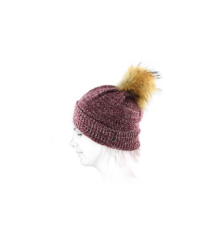 Bommelmütze Damen Bonnet avec faux pompon cassis